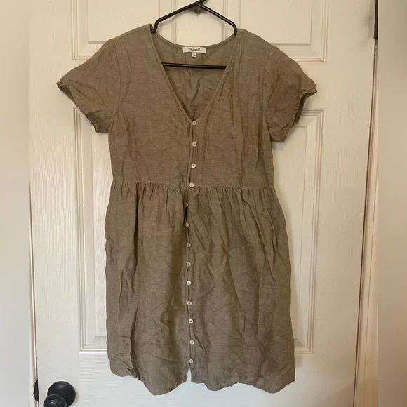 Madewell Linen Blend Alexandra Button Front Mini - Picture 5 of 7